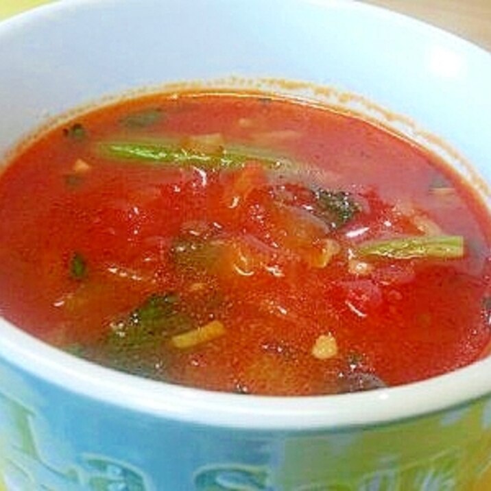 しめじ＆ほうれん草のトマトスープ